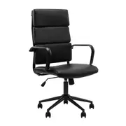 Design Square Brody PU Leather Office Computer Task Desk Chair High Back Arm Rests Black