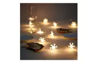 STRÅLA LED string light with 12 lights, battery operated/snowflake
