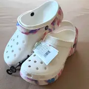 Crocs Classic Platform Dream Clog Shoes Womens Sz 11 Pink/White NWT