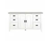 Ashton Buffet Sideboard in Brushed White with Grey Timber Top - Buffets -