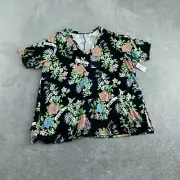 Torrid Womens Super Soft Floral Black V-Neck Knit Top Size 5X Rayon NWT 3313