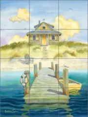 Dockside Art Tile Mural Altman Beach House Ceramic Backsplash RWA013
