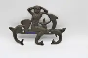 Coastal Sea Mermaid and Dolphin Coat Hook Cast Iron Rustic Sea Ocean Wall Decor