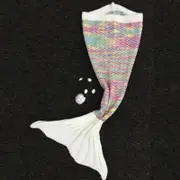 Fashion Fish Scale Tail Shape Sleeping Bag Mermaid Design Colorful Knitting Blanket Blankets