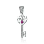 Silver plating Happiness Key Heart Shape Pendant Charm Fit Women Bracelets & Necklaces Jewelry Gift