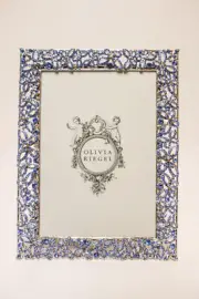 OLIVIA RIEGEL Silver Papillon with Sapphire Crystals 5x7 Photo Frame New in Box
