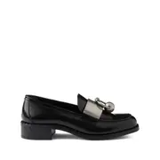 [Prada] Prada Brushed Leather Loafers 36 IT BLACK