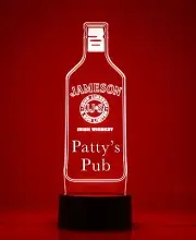 Jameson Whiskey LED Light Up Sign, w/Remote Control, Engraved Bar/Mancave Lamp