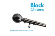 Extendable Curtain Rod Black Chrome 3 Sizes