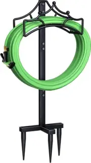 Garbuildman Freestanding Garden Hose Stand Holder - Metal Water Pipe Black