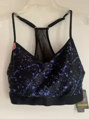 NEW Danskin Now womens performance fitted cami sports bra XL(16-18) Black Blue