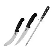 Samura BUTCHER Set of 2 Kitchen Knives: Skinning Knife Butcher Knife and Honing Rod (bag included)