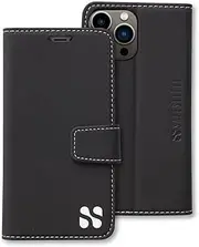 SafeSleeve EMF Protection Anti Radiation for iPhone 16 Pro MAX Case, RFID EMF Blocking, Card Holder Wallet, Vegan Leather, Adjustable Stand Cell Phone Case, for Women & Men (Black)