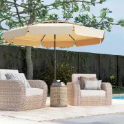 Costway3m Solar Patio Umbrella with 32 LED Lights and 3-Tier Vented Top-Beige