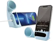 BONE Universal Phone Horn Stand, Sound Amplifier Holder, Silicone Mobile Phone Dock Speaker, Desk Phone Holder, Compatible with iPhone Samsung 4.7-7.2 Inch Smartphone- Morandi Blue