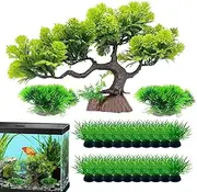 Green Aquarium Plant Ornaments - Simulation Water Tank Decorations - Funny Tree Decoration, Foreground Grass for Home, Studio