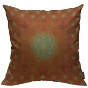 Throw Pillow Cover Red Hot Orange Wine Sage Green Wavy Mandala Teal Burnt