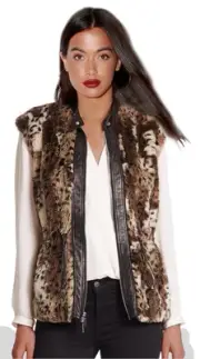 REBECCA TAYLOR Womens Zip Up LEOPARD FAUX FUR VEST NWT $550 sz 2