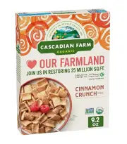 Cascadian Farm Organic Cinnamon Crunch Cereal Whole Grain Cereal 9.2 oz