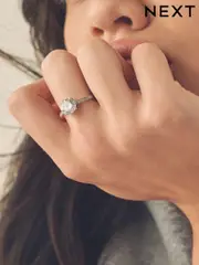 Sterling Silver Cubic Zirconia Solitaire Ring (B92759) | $38
