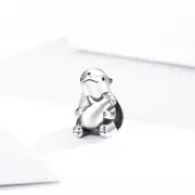 Solid 925 Sterling Silver Baby and Mama Beaver Animal Hugging Pandora Inspired Charm