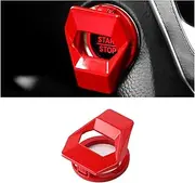 GLSOWEE Car Engine Start/Stop Button Cover, Zinc Alloy Car Push Button Start Cover Car Power Control Trim, Universal Key Ignition Switch Protective Cover for Cars, SUVs (Red)