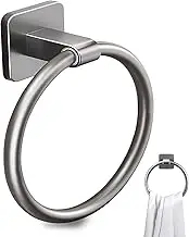 Towel Ring, Bathroom Towel Holder, No Drilling, Space Aluminium Towel Holder, Ring for Gluing, Wall Mounting, Bathroom Accessories (Pistol Black)