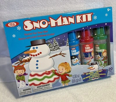 IDEAL SNO-MAN KIT Snow Man Decorating Kit - Hat - Nose -Buttons -Markers - BNIB