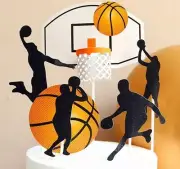 6pcs Basketball cake topper slam dunk sports ball cupcake toppers