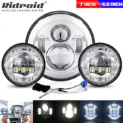 Chrome 7" LED Headlight + Passing Lights For Harley Davidson Touring Road King