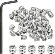 uxcell #10-24x3/16 Internal Hex Socket Set Grub Screws, 50 Pcs 304 Stainless Steel Cup Point Set Screw with Hex Key Wrench for Door Handles Bathroom Fixtures