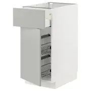 METOD / MAXIMERA base cab w wire basket/drawer/door, white/Havstorp light grey, 40x60x80 cm