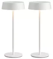 Modern Cordless Table Lamp Set of 2, Portable LED Desk Lamps, White (2 Pack)