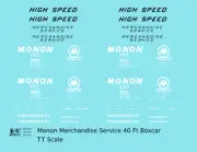 K4 TT Scale Decals Monon Merchandise Service Boxcar White and Black