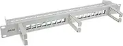 InLine® Patch Panel 16-Way Keystone, 19 Inch 1U, with 3 Cable Brackets, Empty Panel for Network and Multimedia, Rack Mounting, Grey, 76822A