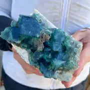 3.2lb NATURAL Green Cube FLUORITE Crystal Specimen Quartz Cluster Mineral HEALIN