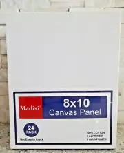 24 Pack - Madisi 8x10 100% Cotton Primed Canvas Panel for Painting Artist Crafts