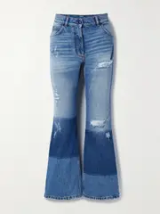 [Moncler Genius] Moncler Genius - + 8 Palm Angels Distressed High-rise Straight-leg Jeans - Blue - IT40 IT 40 Blue