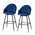 2 x Artiss Bar Stools Set Kitchen Stool Dining Chairs Velvet Chair Barstool Blue