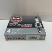 NGK Spark Plug 3913 (4-PACK); V-Power R5670-9 14mm Copper/Nickel, Flat, HR 9
