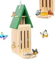 Wooden Butterfly House and Feeder for Outdoor Garden - Natural Habitat With Puddler on The Floor or Hanging on Tree Wall
