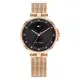 Tommy Hilfiger 時尚黑玫瑰金晶鑽素面不鏽鋼米蘭帶女錶 32mm TH700117 台灣公司貨保固2年