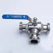 3-Way Ball Valve Stainless， Stainless Steel SS304 3-Way External Thread T-Shaped Ball Valve for Home Brewing, 1pcs(OD51 T Port)