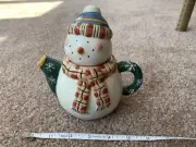Debbie Mumm Teapot Sakura Christmas Marshmellow Snowman Hand Painted