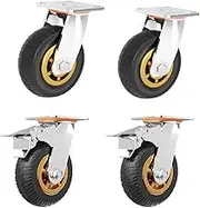 AIMALL 4X 6 Heavy Duty Swivel Caster Wheels, 1000KG Load Capacity, Galvanized Steel and Rubber, 2 with Brakes, High Performance Castors