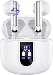 Bluetooth Earbuds,Mini Wireless 5.3 Headphones HiFi Stereo,40H Wireless Earphones with ENC Noise Cancelling Mics,Touch Control,Type-C Charging,Dual LED Display,in Ear for Gym