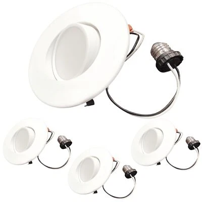 4Pack 5/6" LED Round Flush Mount Adjustable Retrofit, 3000K, 14W (75W), 650LM