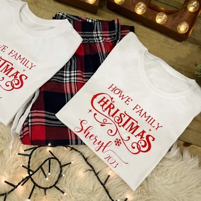 PERSONALISED FAMILY CHRISTMAS PYJAMAS: Tartan, Kids/Toddler/Adult, Matching
