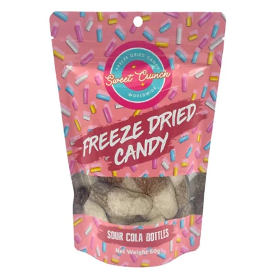 Sweet Crunch Freeze Dried Candy Sour Cola Bottles 50g Party Favours Lollies