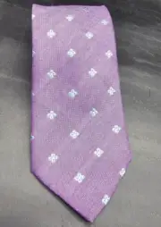 Balani Italian Men's Tie Purple Flower Print Silk / Linen Mix Necktie